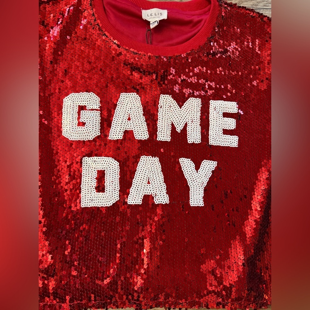 Le Lis Red Sequin Crop Top - Picture 4 of 4